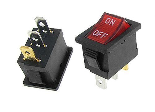 10 Pcs Red Lamp Neon Light SPST ON-OFF Rocker Switches AC 6A/250V 10A/125V