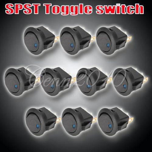 10pcs dot light car auto boat round rocker 2 pin on-off spst switch blue led 12v for sale