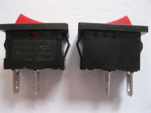 10 pcs rocker switch on/off 2pin 6a 10a red cap kcd1 21x15mm for sale