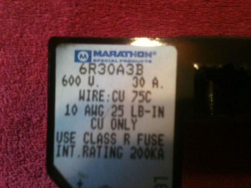 @Marathon Fuse Block Holder, Part # 6R30A3B, 30A, Light Duty, Used