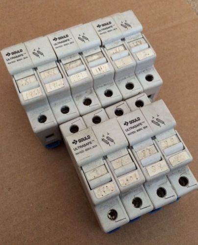 Lot Of (5) Gould Ultrasafe Fuseholder  USM2 30A 600V Class CC Fuses