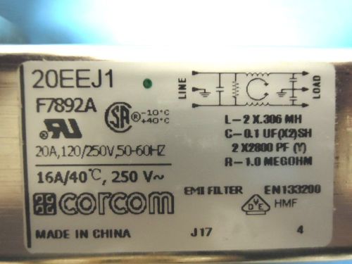 Lot of 10 CORCOM EMI FILTER POWER MODULES 20EEJ1 F7892A 20A 120/250V 50-60HZ