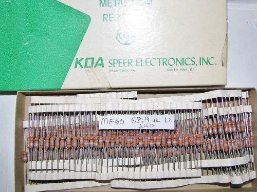 240 NOS KOA SPEER MF60 68.9 OHM 1% PRECISION RESISTORS TUBE AMPLIFIER PART