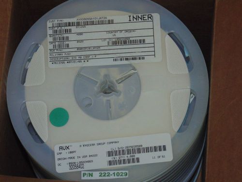 Avx 08055a101jat2a std mb cmap  0805 100pf 50volts cog 5% p/n 222-1029 (p-1-67) for sale