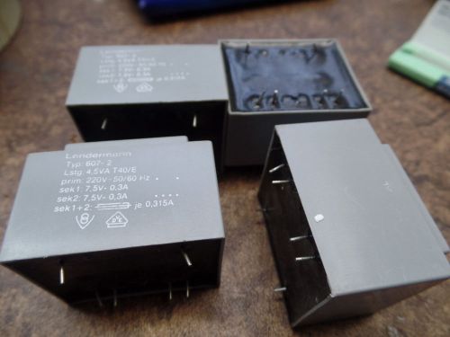 10 TRANSFORMERS   PCB MOUNT 220VOLT TO  2X 7.5 VOLT 2X 0.3A 45X35 MM