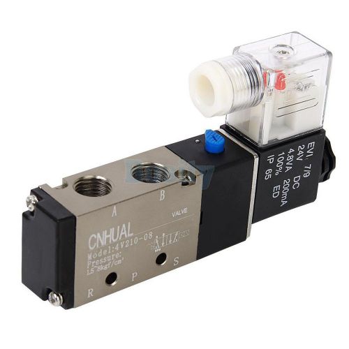 Dc 24v solenoid air valve smc 5 port 2 position 5/2 way 1/4 bspt 4v210-08 for sale