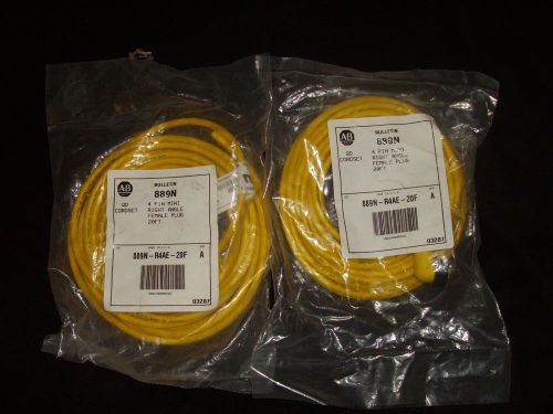 Allen Bradley 889N-R4AE-20F Female 90 cord set 20ft long _ Lot of 2