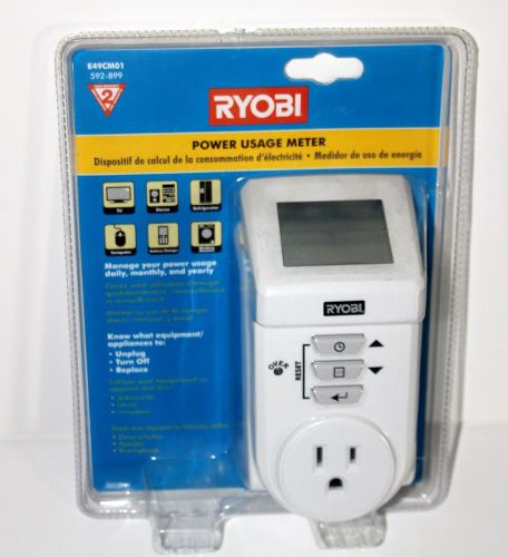 New Sealed RYOBI POWER USAGE METER E49CM01 Measures Electricity Usage By Item