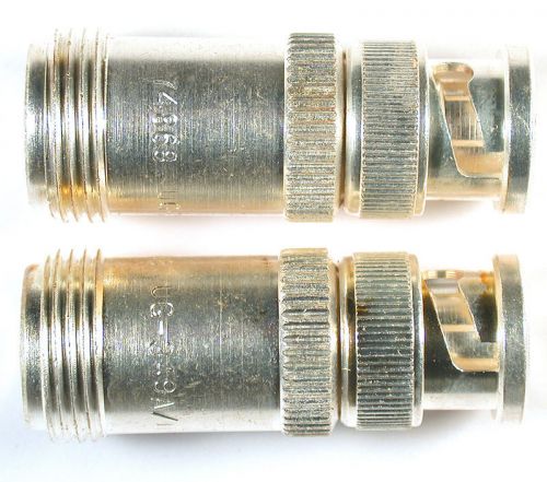 COAX ADAPTOR BNC(M) -N((F) - UG-349A/U Mil-Spec - AMPHENOL Silver *UNUSED* Qty:2