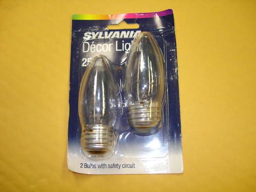 6PC Sylvania 25W 120V BULBS CLEAR TORPEDO 25B10/T/BL