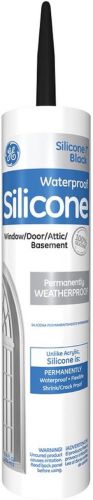 Ge 9.8 oz window &amp; door rubber caulk black silicone sealant weatherproof #ge312a for sale