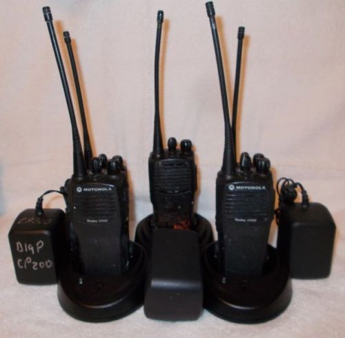 5 Motorola CP200 Portable Radios With Gang Charger Fire EMS Police Taxi Security