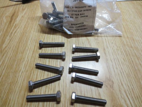 Stainless Steel Metric Hex Head Cap Screw M6 x 25  Qty 10