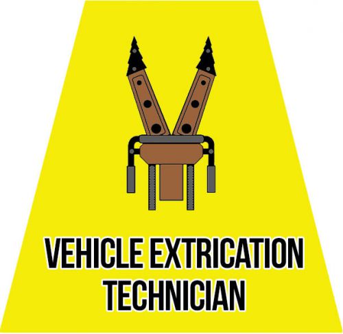 VEHICLE EXTRICATION TECH HELMET TETS TETRAHEDRONS STICKER YELLOW REFLECTIVE