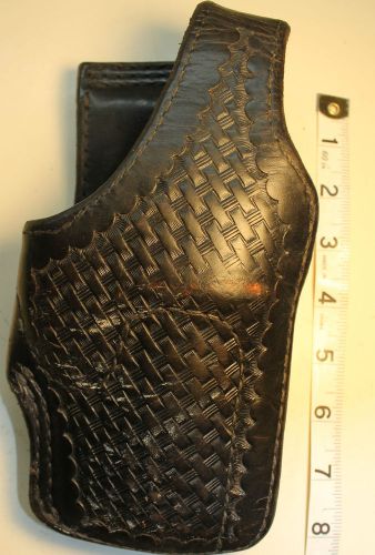 VINTGAGE~TEX SHOEMAKER CO. POLICE GUN HOLSTER  BLACK BASKET WEAVE