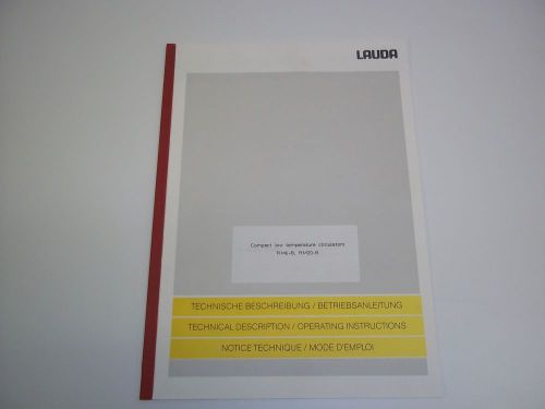 LAUDA RM6-B RM6B RM20-B RM20B COMPACT LOW TEMP CIRCULATORS USERS GUIDE - NEW