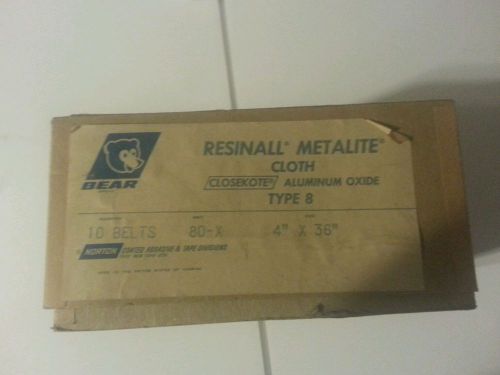 Box of 10 norton  4&#034; x 36&#034;  80 grit abrasive sanding belts nib ! for sale