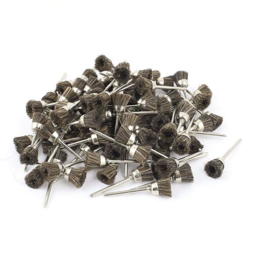 100 Pcs 3mm Shank Brown Soft Nylon Brush Polishing Wheel for Rotary Tool