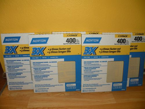 5 packs NORTON Sandpaper 3X 400 Grit SUPER FINE 9 x 11&#034; Sheets 20 per pack 02637