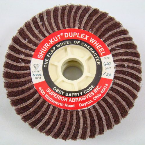 5 Superior Duplex/  Flap Wheels 6 x 2 120 Grit 15/16&#034; Arbour New  In Orig Box