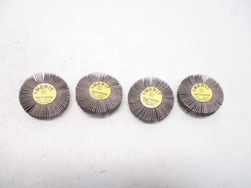 LOT 4 NEW MERIT ABRASIVES 2IN OD MINIATURE FLAP WHEEL 80GRIT D483616