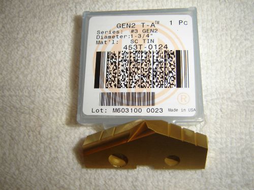 ALLIED MACHINE &amp; ENG SPADE DRILL INSERT 453T-0124 GEN2 T-A 1-3/4&#034; *NEW IN PKG**