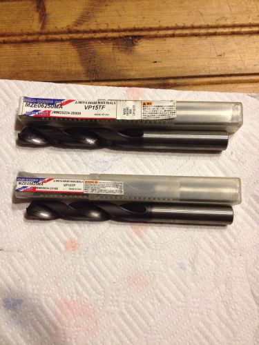 MITSUBISHI Solid carbide drills. 2 MZE0562MA 9/16&#034; And 2 MZE06250MA 5/8&#034;