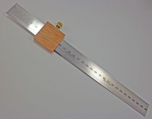 Ruler Stop w/ 12&#034; 300 mm Stainless Steel Machinist Rule SAE/Metric Grads