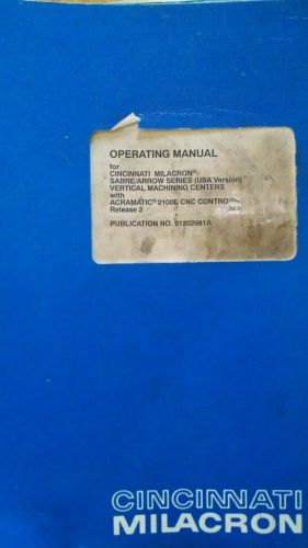 Cincinnati sabre arrow operating manual a 2100