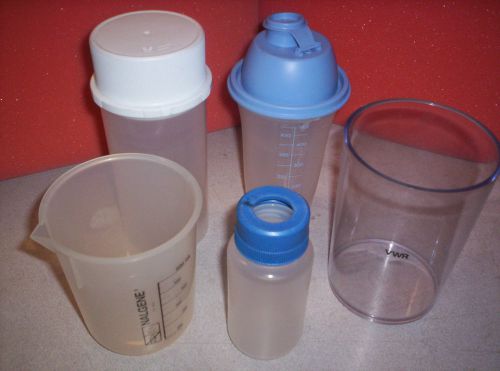 5 Plastic Jar, Bottle &amp; Measuring Cups, 1000ml-250ml