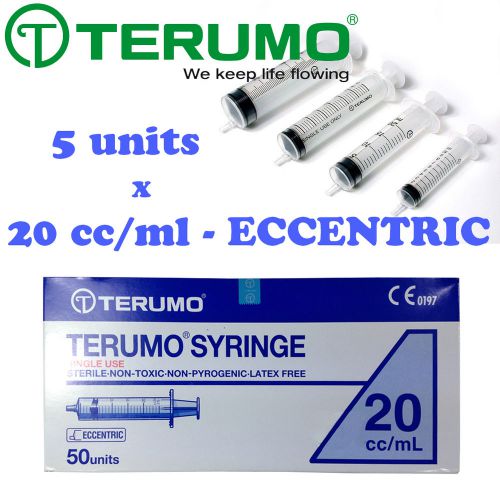 5 x 20ml cc terumo syringe luer eccentric hypodermic needle sterile latex free for sale