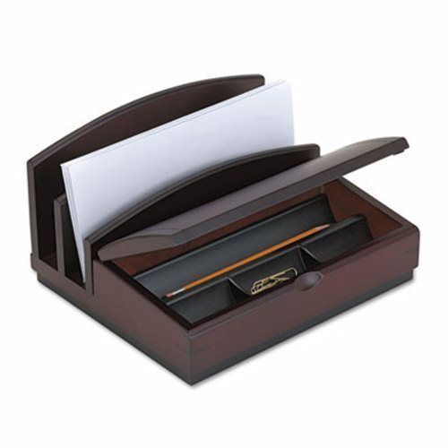 Rolodex Desk Organizer, 3 Sections, Wood, Mahogany (ROL19290)