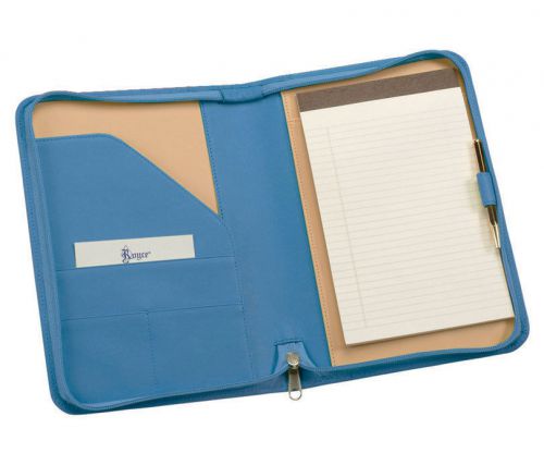 Royce Leather Zip Around Jr. Writing Padfolio - Ocean Blue