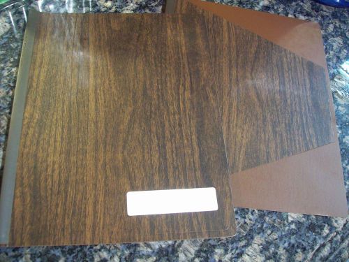 2 Report Covers Vinyl woodgrain with slide on edge in EUC