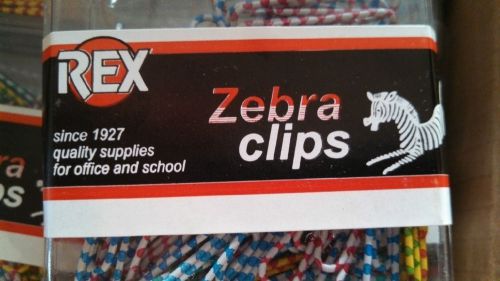 Rex zebra paper clips standard mixed color lot1200  new 1 1/4 inches 1.25 inches for sale