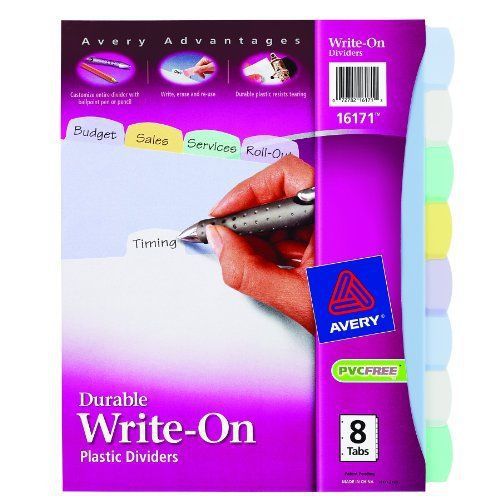 Avery Translucent Durable Write On Plastic Dividers 8 Tab Set 16171