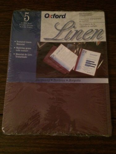 NEW Oxford Linen See-Through Acetate Cover Folder, Burgundy, Letter 5 Pack 50441