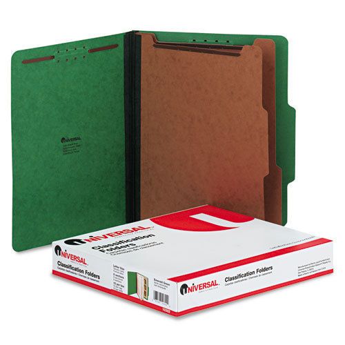 Pressboard Classification Folders, Letter, Six-Section, Emerald Green, 10/Box