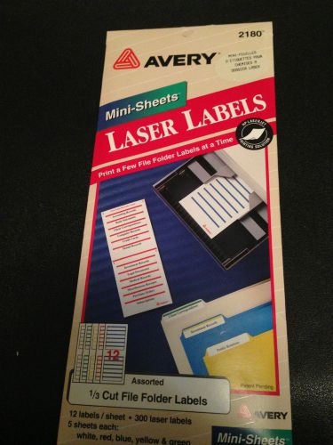 300 AVERY LASER LABELS FILING FILE FOLDER 2180  Mini-Sheet Label 5 Colours NEW