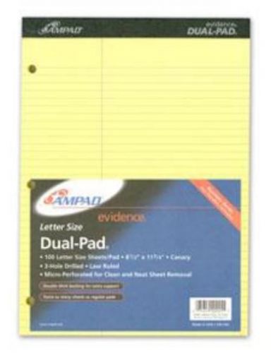 Ampad Evidence Dual-Pad 8-1/2&#039;&#039; x 11-3/4&#039;&#039; Narrow Rule Ml Canary 3-hole Punch