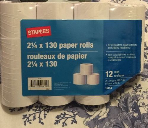 2 1/4 THERMAL PAPER ROLLS STAPLES BRAND 11 ROLLS 130 FT. EACH