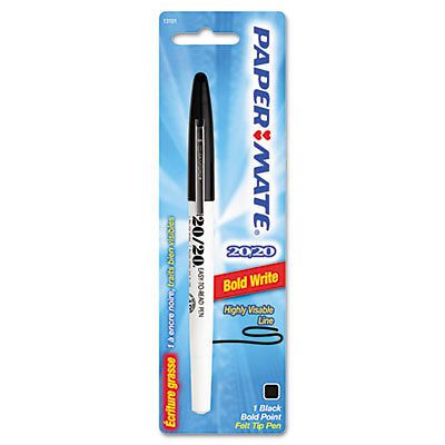 20/20 Felt Tip Ballpoint Stick Pen, Black Ink, Bold