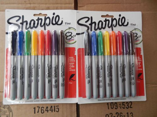 Sharpie fine point permanent markers 16 count new, assorted colors, 2 packs of 8 for sale