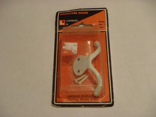 Lawrence Hardware C244S Double Prong Coat &amp; Hat Hooks White Paint ~ NEW