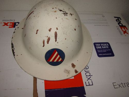 RARE VINTAGE B F MCDONALD METAL SAFETY HELMET LTHR LINER OILFIELD LINEMAN NICE!