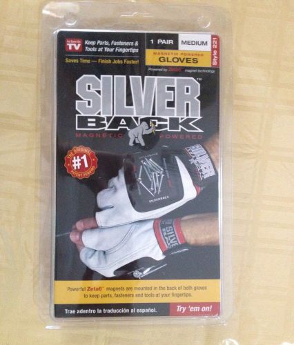 Medium gloves silver back magnetic power new 6pairs for sale