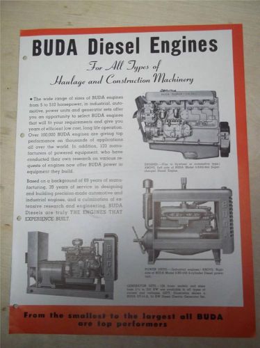 Vtg The Buda Company  Catalog~Diesel/Gas Engines/Electric Generator Sets
