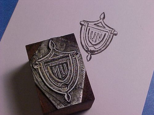 Letterpress printers block Old DOOR KNOCKER Initials U N  Front,Main Enterance!