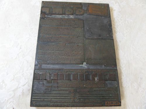 Vintage printing press type set lead plate stamp block mathematics for sale