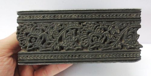 VINTAGE WOOD CARVED TEXTILE PRINTING FABRIC BLOCK STAMP BORDER DESIGN PRINT